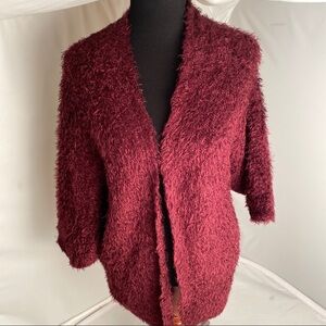 Romeo and Juliet Couture burgundy fuzzy cardigan M